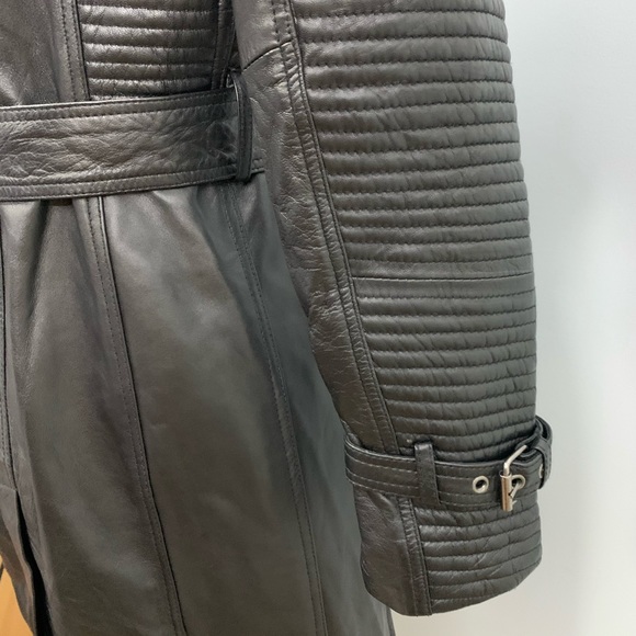 FZ Merchandise Double Breasted Belted Moto Leather Coat Size XS - Picture 9 of 13